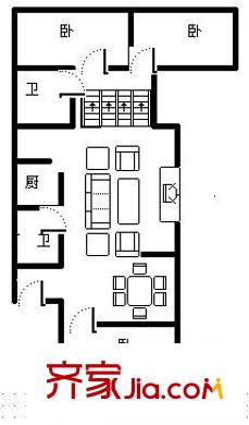 山水麗都戶型圖 戶型圖 3室2廳1衛(wèi)1廚
