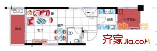 山水麗都戶型圖 戶型圖 1室1廳1衛(wèi)1廚