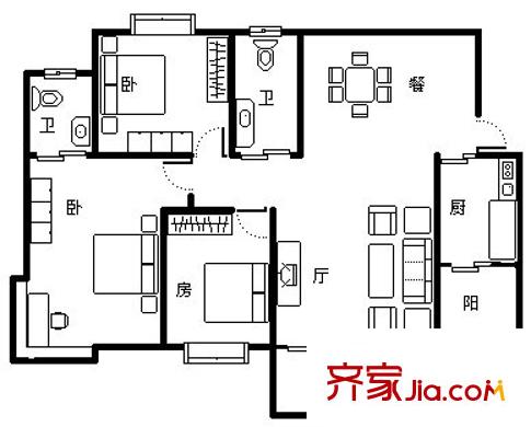 今宏家苑 2室 戶型圖