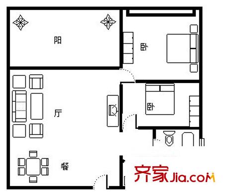 今宏家苑 2室 戶型圖
