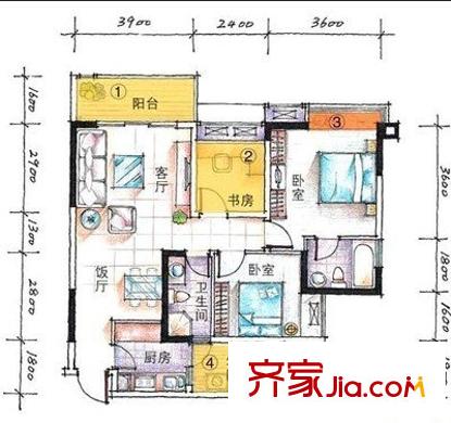 今宏家苑 3室 戶型圖