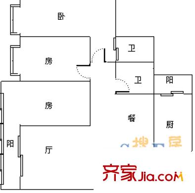 郵政綠苑 3室 戶型圖