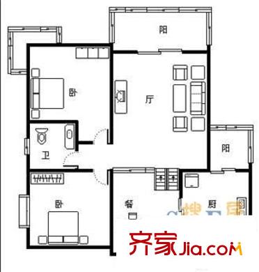 郵政綠苑 2室 戶型圖
