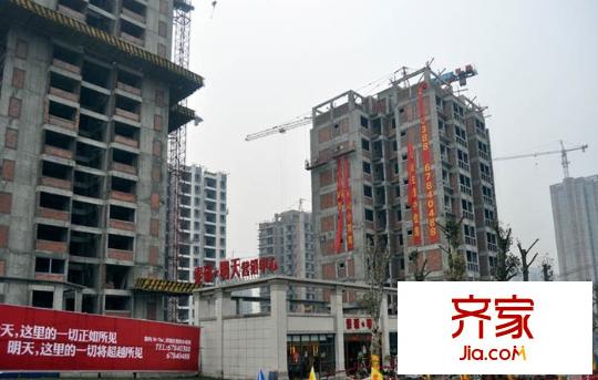 泰碩明天外景圖一期1、2號(hào)樓工程進(jìn)度（2012.01）