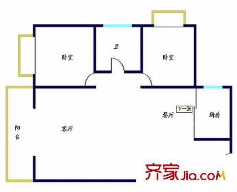 東和院戶型圖 戶型圖 2室2廳1衛(wèi)1廚