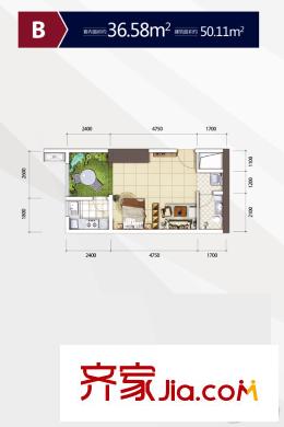 首創(chuàng)鴻恩國際生活區(qū)三期戶型圖超高層1、2號樓標準層B戶型 