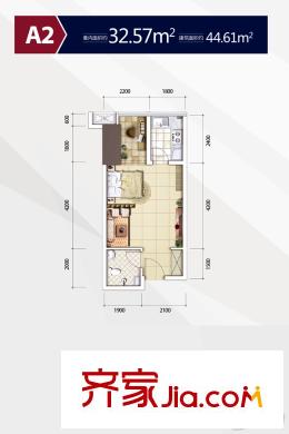首創(chuàng)鴻恩國際生活區(qū)三期戶型圖超高層1、2號樓標準層A2戶型 1室1廳1衛(wèi)1廚