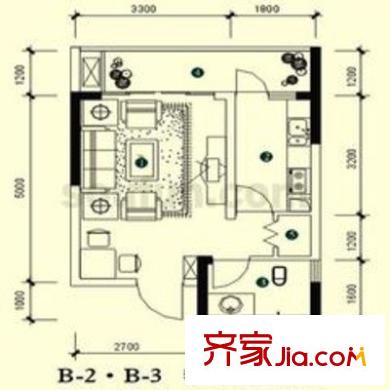 左岸陽光 1室 戶型圖