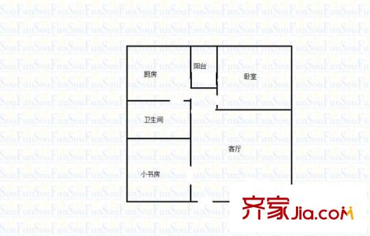 左岸陽光 1室 戶型圖