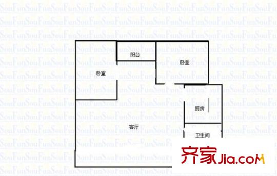 左岸陽光 2室 戶型圖