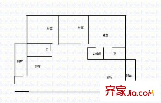 貝迪新城二期 3室 戶型圖
