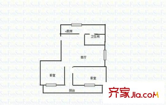美專校街小區(qū) 2室 戶型圖