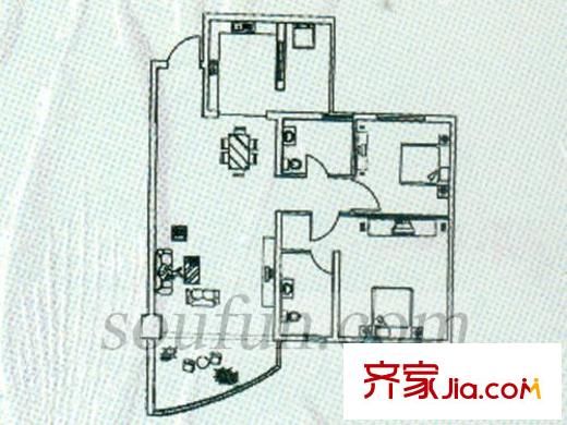 東方紫竹苑戶型圖A6戶型 2室2廳2衛(wèi)1廚