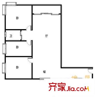大川花園 3室 戶型圖