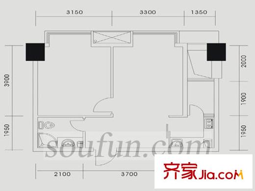 鉑金時代戶型圖戶型圖1 1室1廳1衛(wèi)1廚