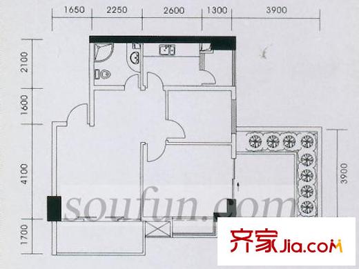鉑金時代戶型圖戶型圖6 2室2廳1衛(wèi)1廚