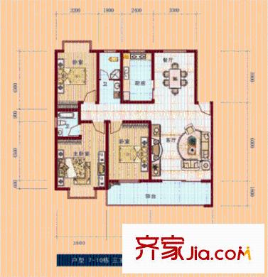 大川花園 3室 戶型圖