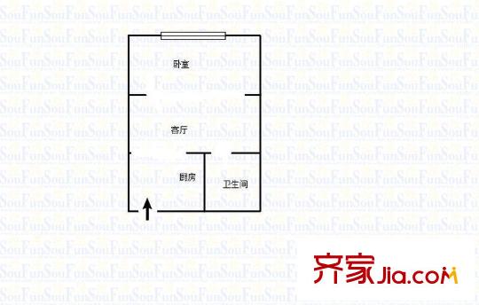 大川花園 1室 戶型圖