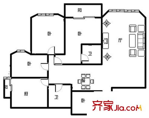 御景江山戶型圖 戶型圖 4室2廳2衛(wèi)1廚