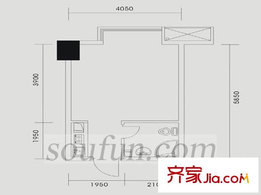 鉑金時(shí)代戶型圖戶型圖3 1室1衛(wèi)1廚