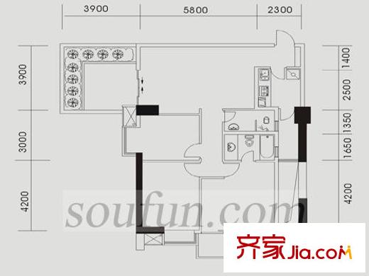 鉑金時代戶型圖戶型圖9 3室2廳2衛(wèi)1廚