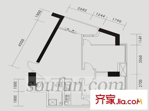 鉑金時代戶型圖戶型圖2 2室2廳1衛(wèi)1廚