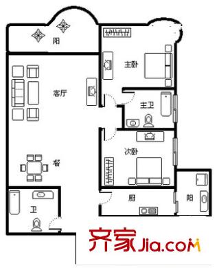 御景江山 3室 戶型圖