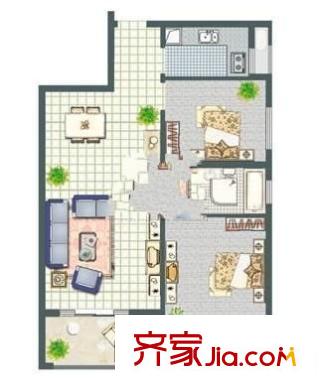 御景江山戶型圖 戶型圖 2室1廳1衛(wèi)1廚
