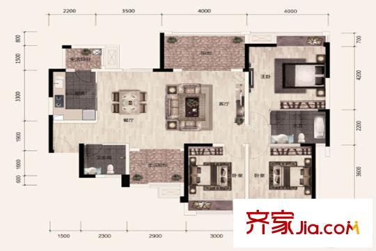 保利江上明珠暢園戶型圖一期12號(hào)樓標(biāo)準(zhǔn)層110平方米戶型 3室2廳2衛(wèi)1廚