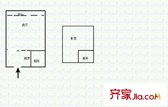 帝豪麗都 1室 戶型圖