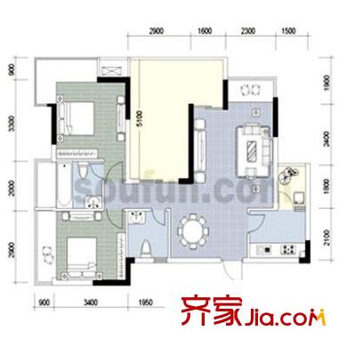 帝豪麗都戶型圖 戶型圖 2室2廳1衛(wèi)1廚