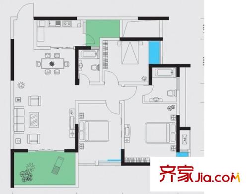 興茂盛世北辰B區(qū) 3室 戶型圖