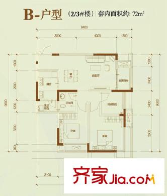 融匯溫泉城錦華里東區(qū) 3室 戶型圖