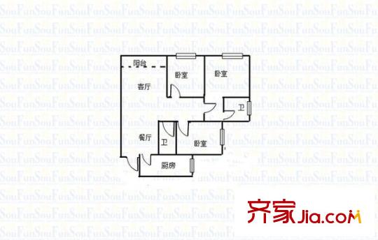 盤龍花園 3室 戶型圖