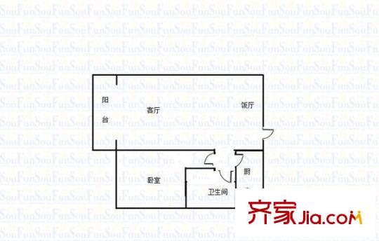 盤龍花園 1室 戶型圖