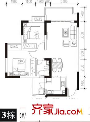 亞熱帶雅居戶(hù)型圖3棟5、6號(hào)戶(hù)型 2室2廳1衛(wèi)1廚