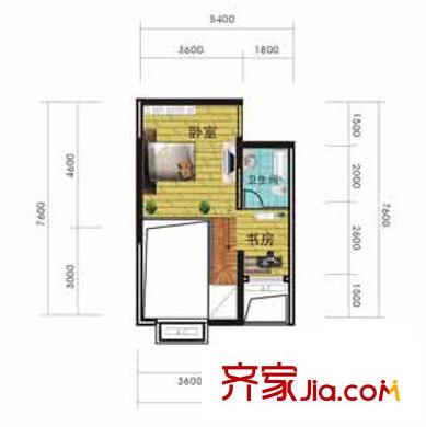香草天空戶型圖C型(上層) 2室1衛(wèi)