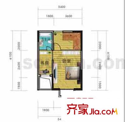 香草天空戶型圖E型(上層) 2室1衛(wèi)