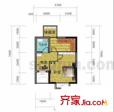 香草天空戶型圖B型(上層) 2室1衛(wèi)
