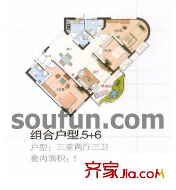 聚豐錦繡盛世戶型圖戶型圖8 3室2廳3衛(wèi)1廚
