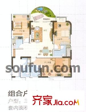 聚豐錦繡盛世戶型圖戶型圖1 3室2廳2衛(wèi)1廚