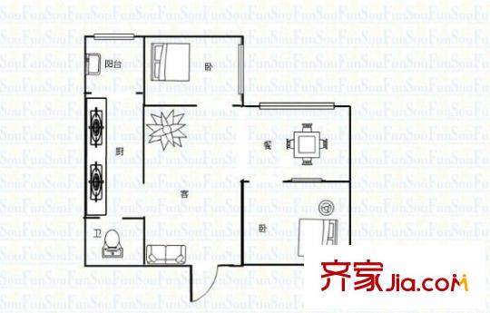 小龍坎正街 2室 戶型圖