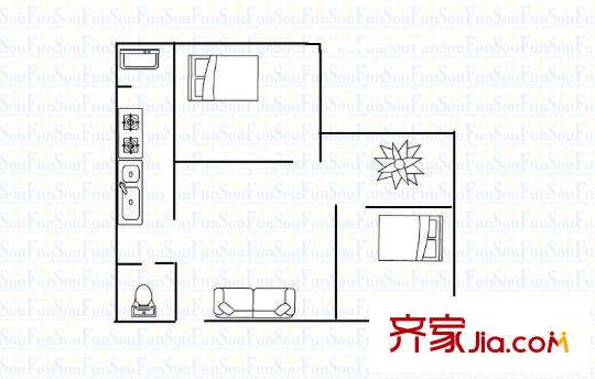 小龍坎正街 2室 戶型圖