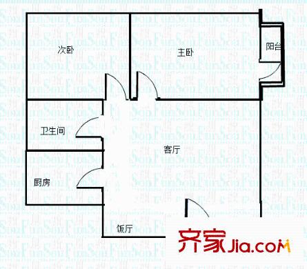 小龍坎正街 2室 戶型圖