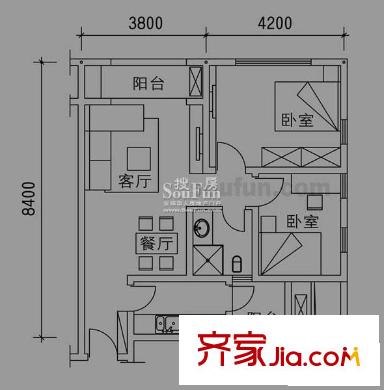 鳳凰臺(tái)戶型圖戶型 2室2廳1衛(wèi)1廚