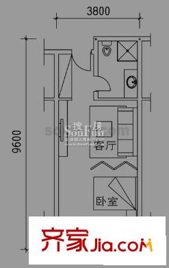 鳳凰臺(tái)戶型圖戶型 1室1廳1衛(wèi)1廚