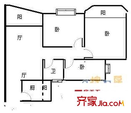 宜居苑 3室 戶型圖