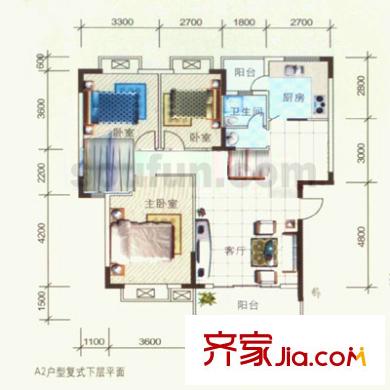 青麓雅園戶型圖戶型圖 3室2廳2衛(wèi)1廚