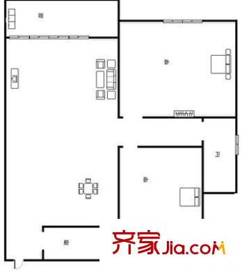 陽光花城 2室 戶型圖
