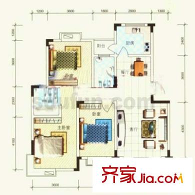 青麓雅園戶型圖戶型圖 3室2廳2衛(wèi)1廚